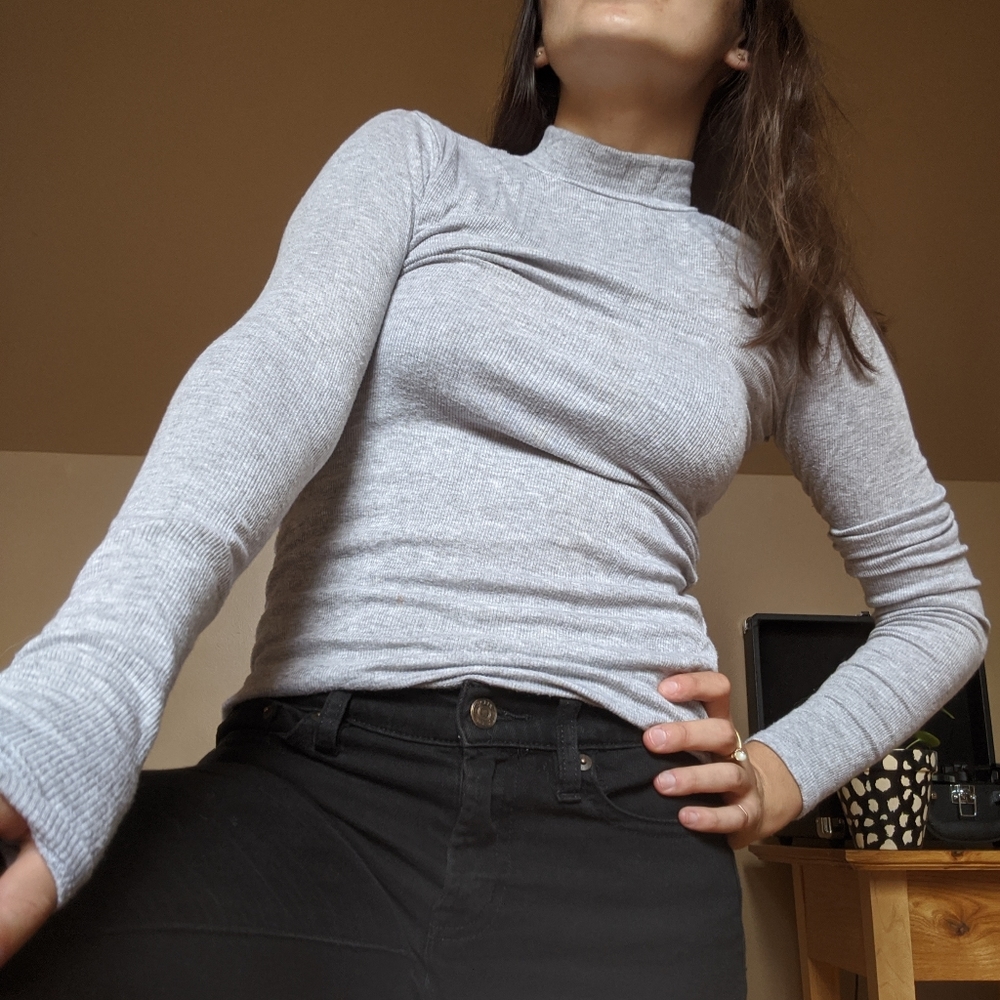 Anthropology ribbed mockneck long sleeve